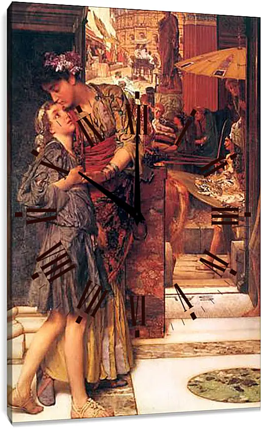 Часы картина - The Parting Kiss. Лоуренс Альма-Тадема