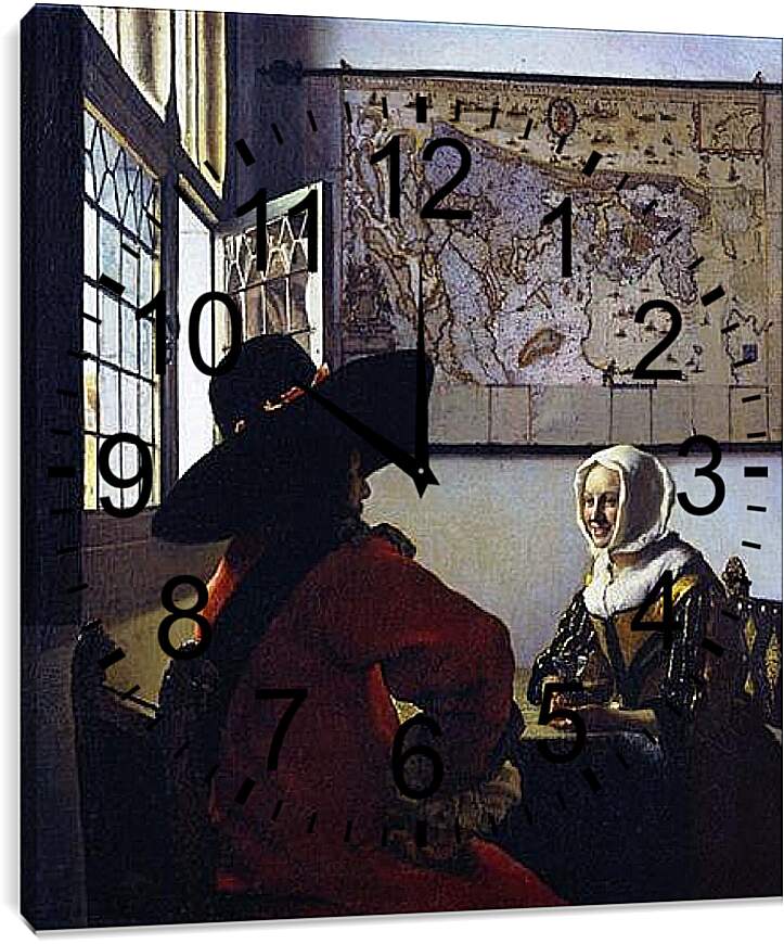Часы картина - Soldat und lachendes Maedchen. Ян (Йоханнес) Вермеер