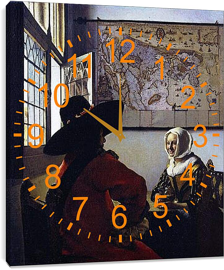Часы картина - Soldat und lachendes Maedchen. Ян (Йоханнес) Вермеер