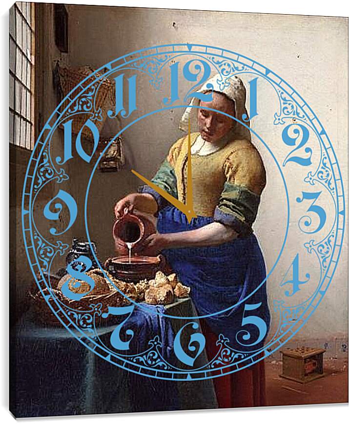 Часы картина - Dienstmagd mit Milchkrug. Ян (Йоханнес) Вермеер