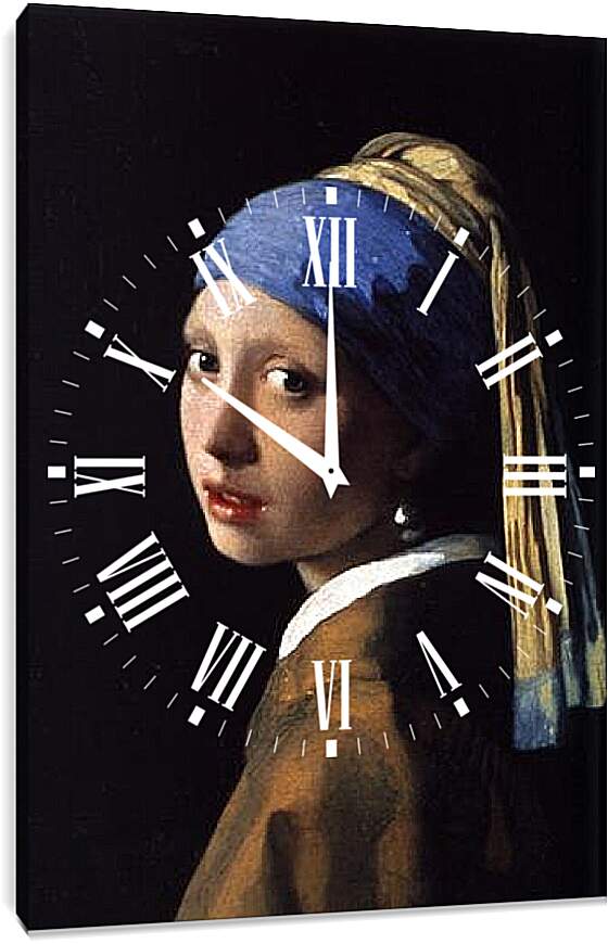 Часы картина - Das Maedchen mit dem Perlenohrgehaenge. Ян (Йоханнес) Вермеер