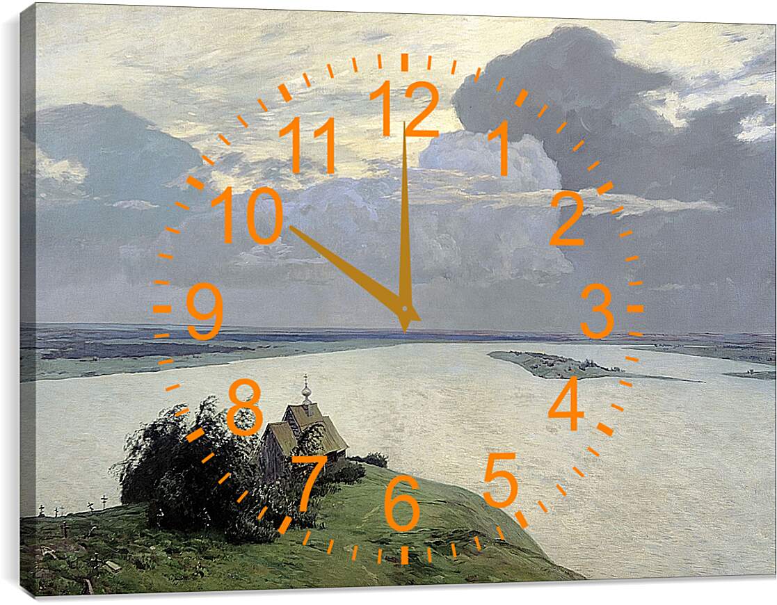Часы картина - Над вечным покоем. Левитан Исаак