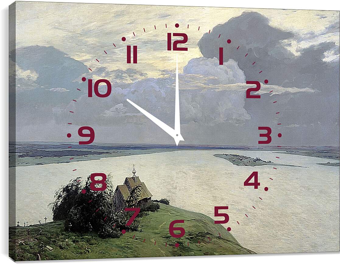 Часы картина - Над вечным покоем. Левитан Исаак