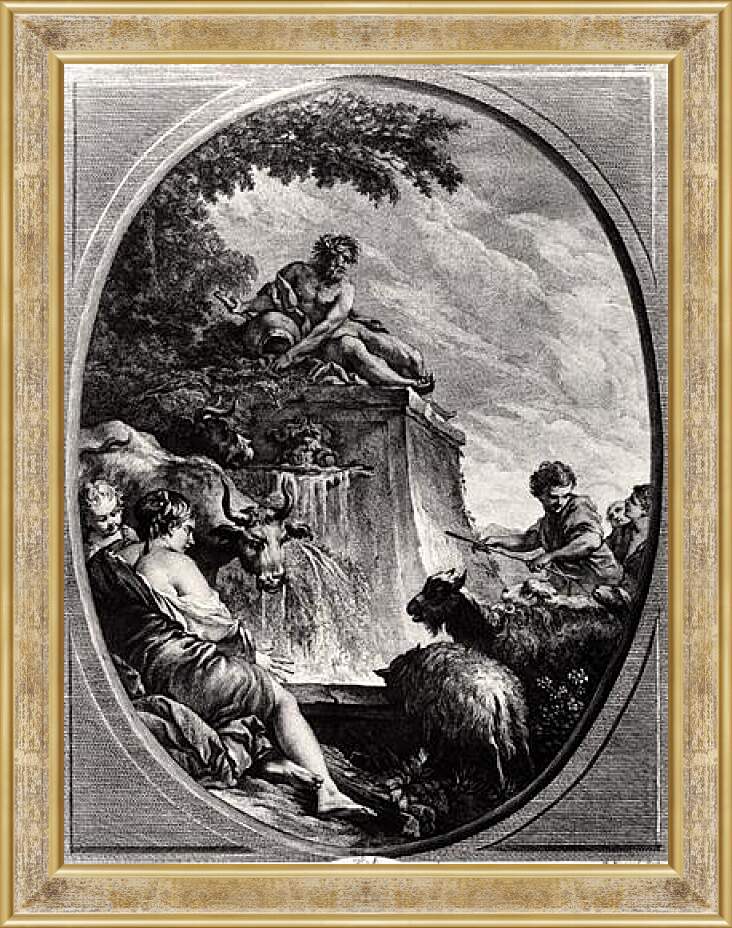 Картина в раме - Shepherds at a Fountain. Франсуа Буше