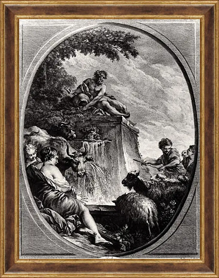 Картина в раме - Shepherds at a Fountain. Франсуа Буше