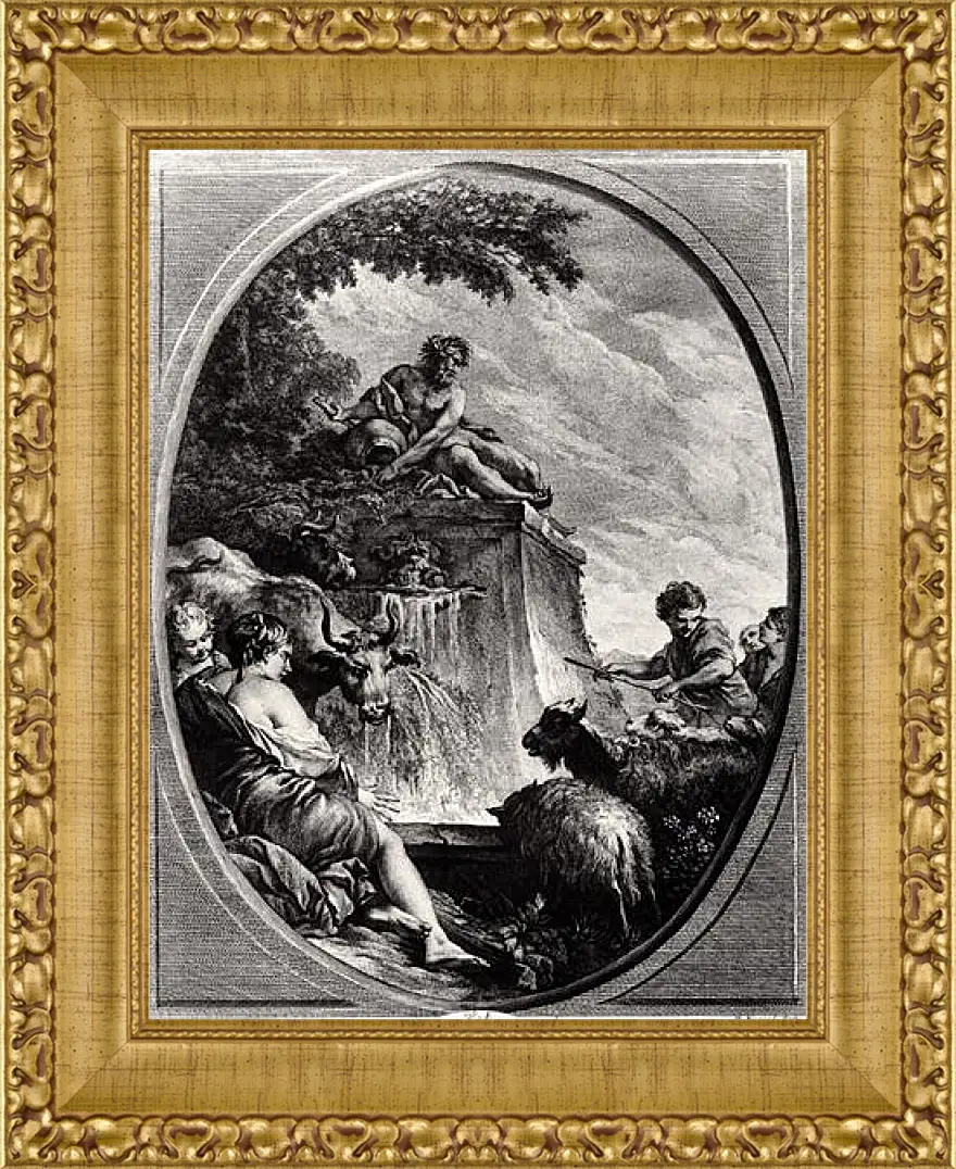 Картина в раме - Shepherds at a Fountain. Франсуа Буше