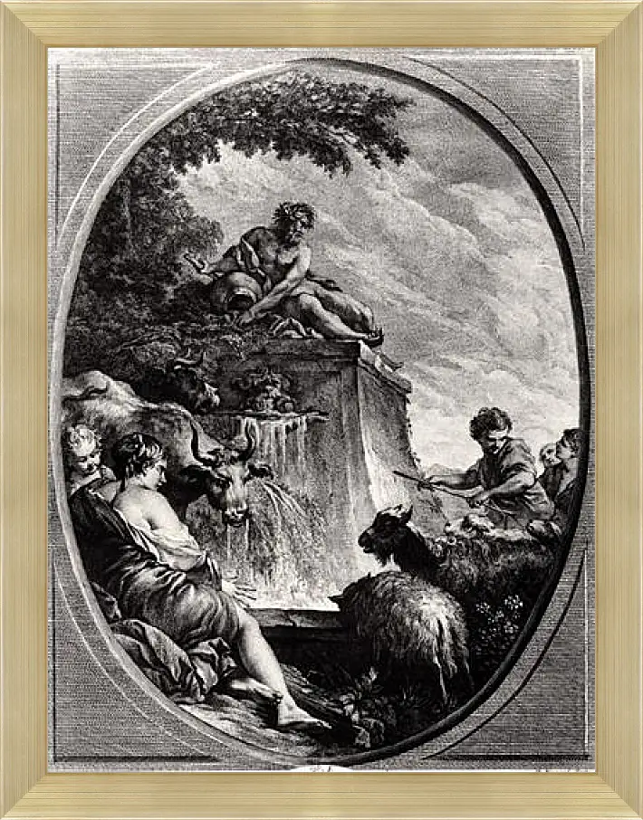 Картина в раме - Shepherds at a Fountain. Франсуа Буше