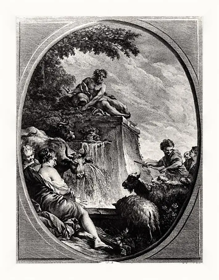 Картина в раме - Shepherds at a Fountain. Франсуа Буше