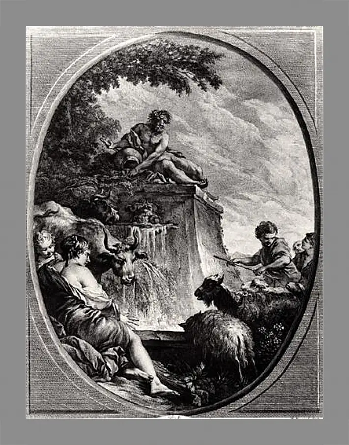 Картина в раме - Shepherds at a Fountain. Франсуа Буше