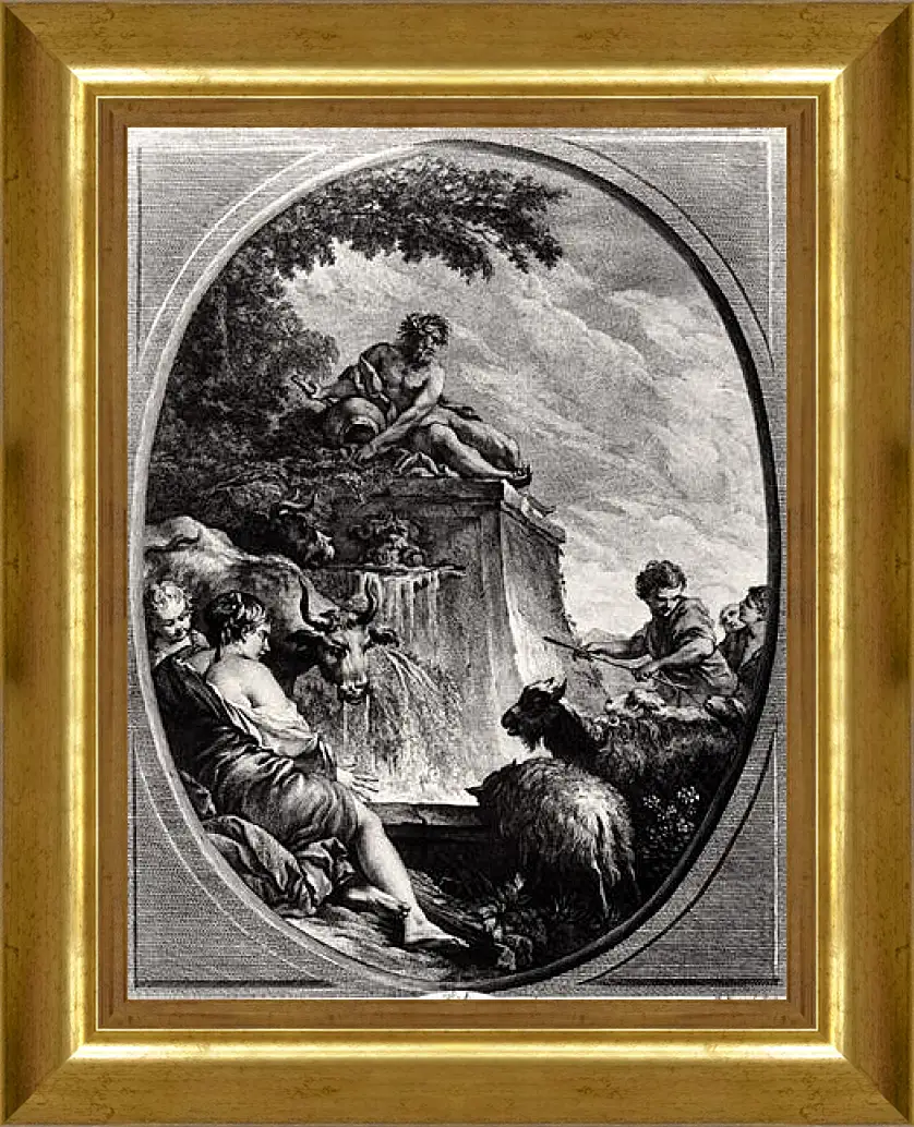 Картина в раме - Shepherds at a Fountain. Франсуа Буше