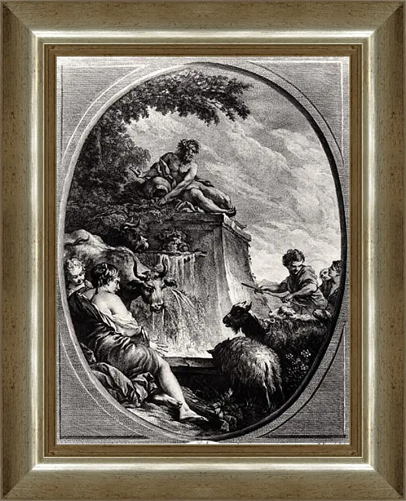 Картина в раме - Shepherds at a Fountain. Франсуа Буше