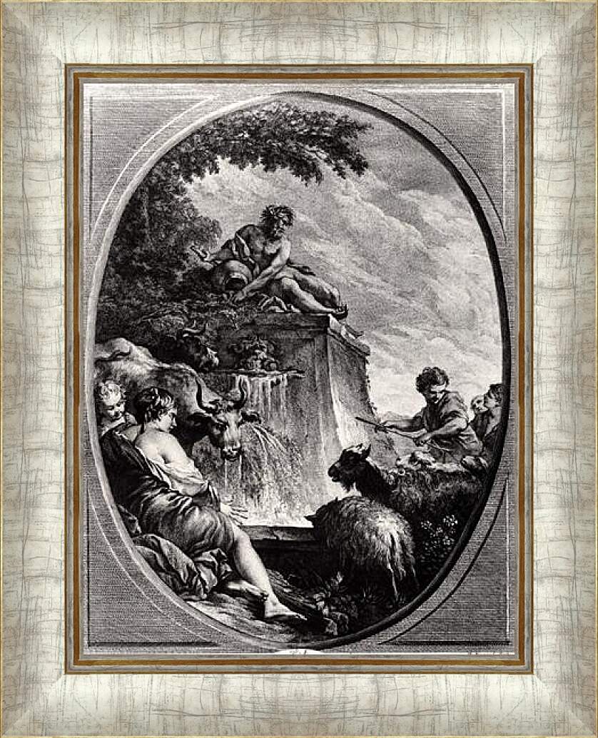 Картина в раме - Shepherds at a Fountain. Франсуа Буше