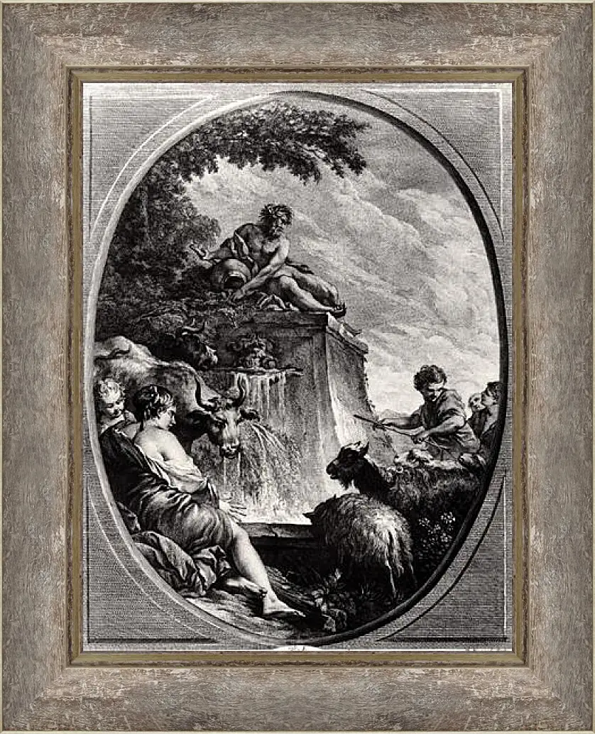 Картина в раме - Shepherds at a Fountain. Франсуа Буше