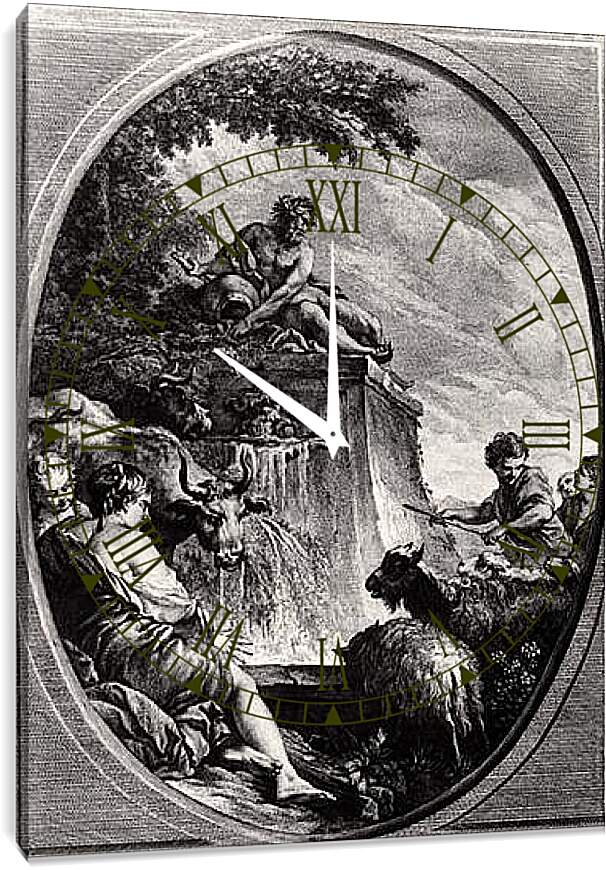 Часы картина - Shepherds at a Fountain. Франсуа Буше
