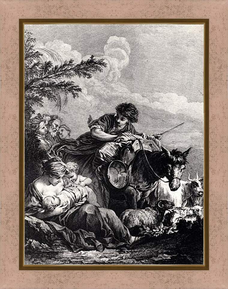 Картина в раме - Le depart de Jacob. Франсуа Буше