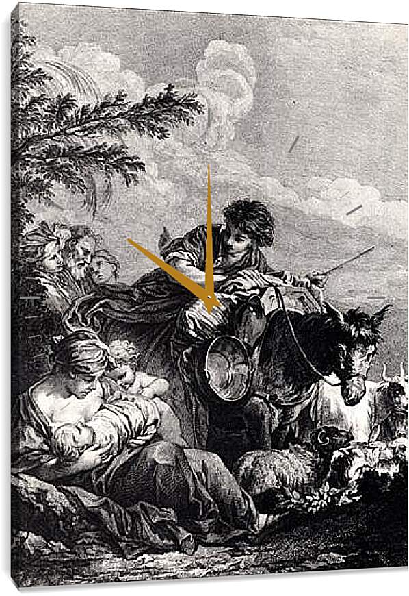 Часы картина - Le depart de Jacob. Франсуа Буше