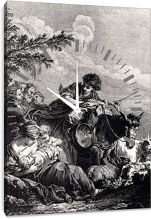 Часы картина - Le depart de Jacob. Франсуа Буше