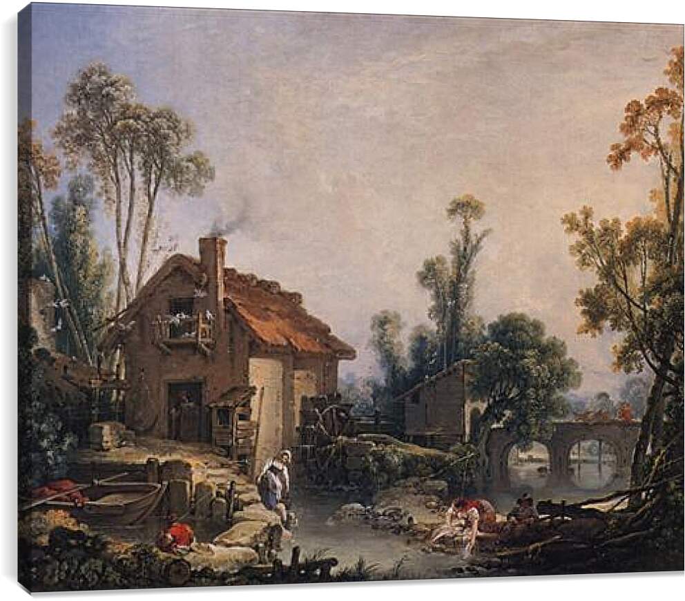 Постер и плакат - Landscape with Watermill. Франсуа Буше