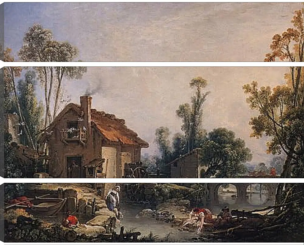 Модульная картина - Landscape with Watermill. Франсуа Буше