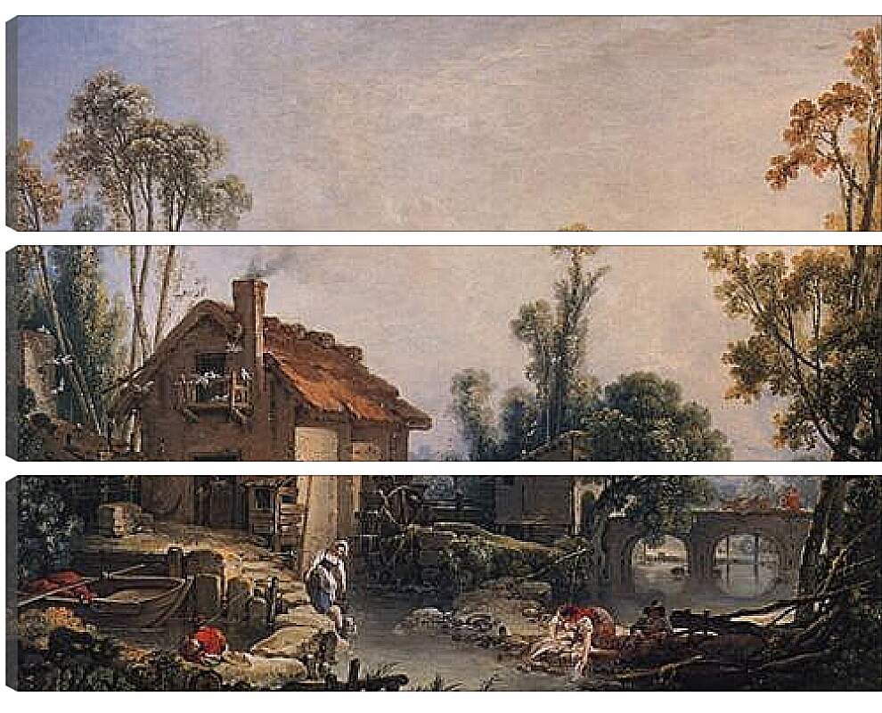 Модульная картина - Landscape with Watermill. Франсуа Буше