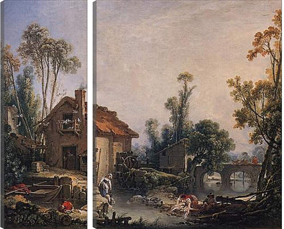 Модульная картина - Landscape with Watermill. Франсуа Буше