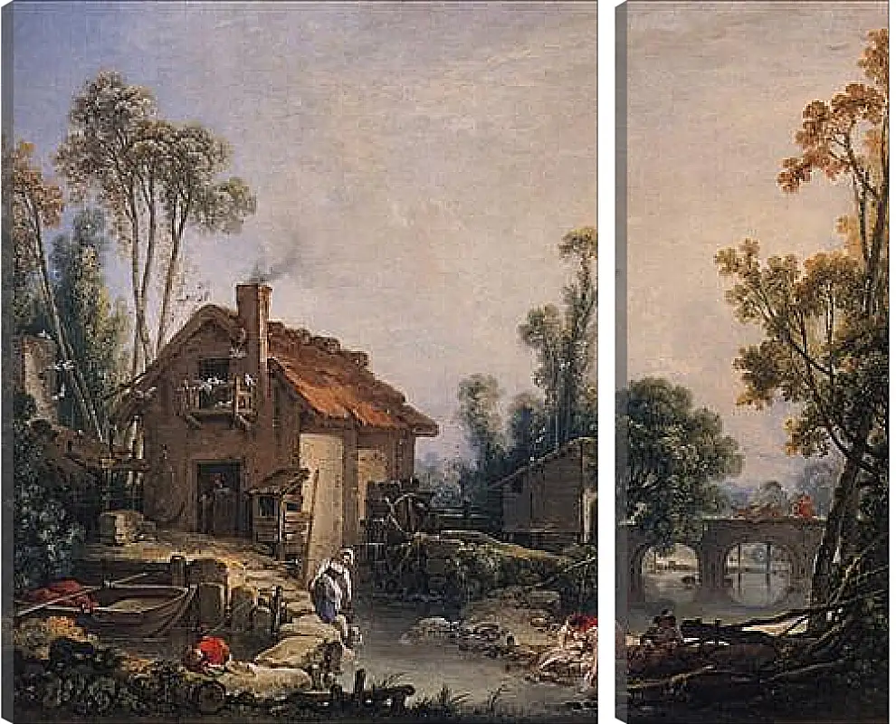 Модульная картина - Landscape with Watermill. Франсуа Буше