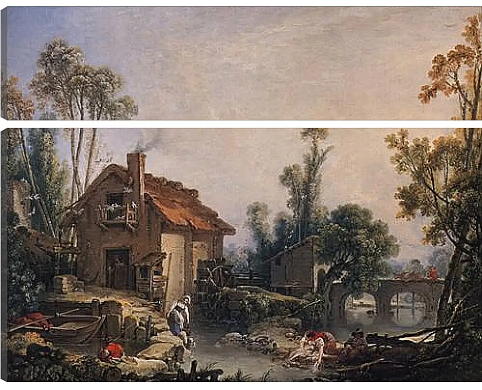 Модульная картина - Landscape with Watermill. Франсуа Буше