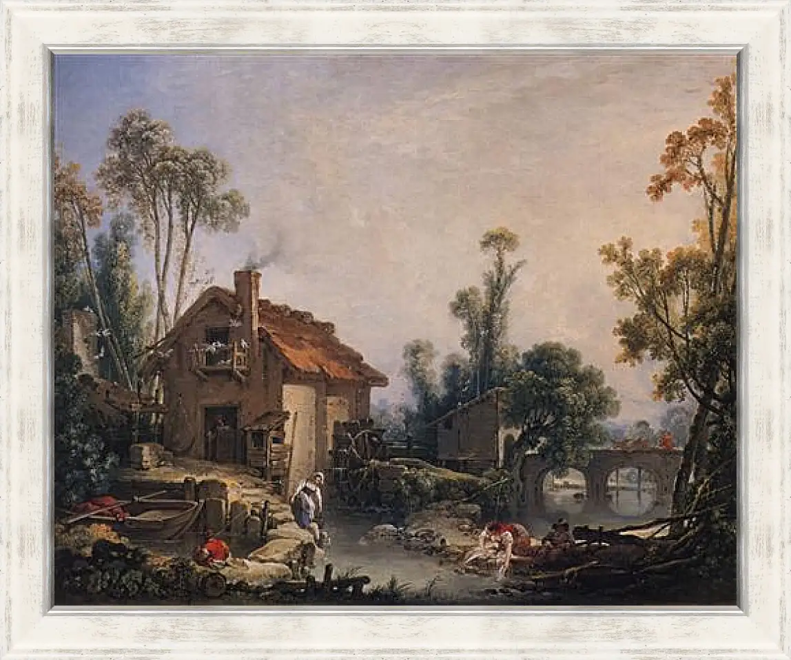 Картина в раме - Landscape with Watermill. Франсуа Буше