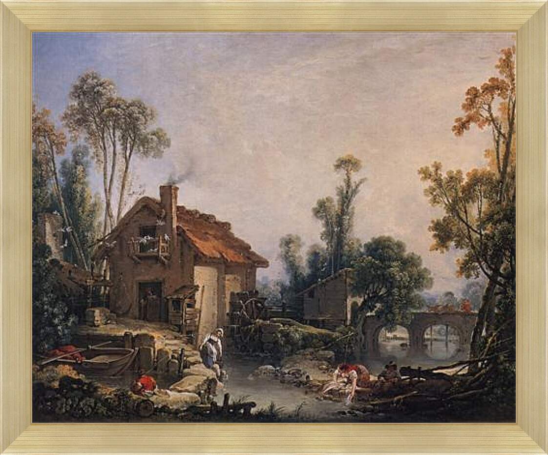 Картина в раме - Landscape with Watermill. Франсуа Буше