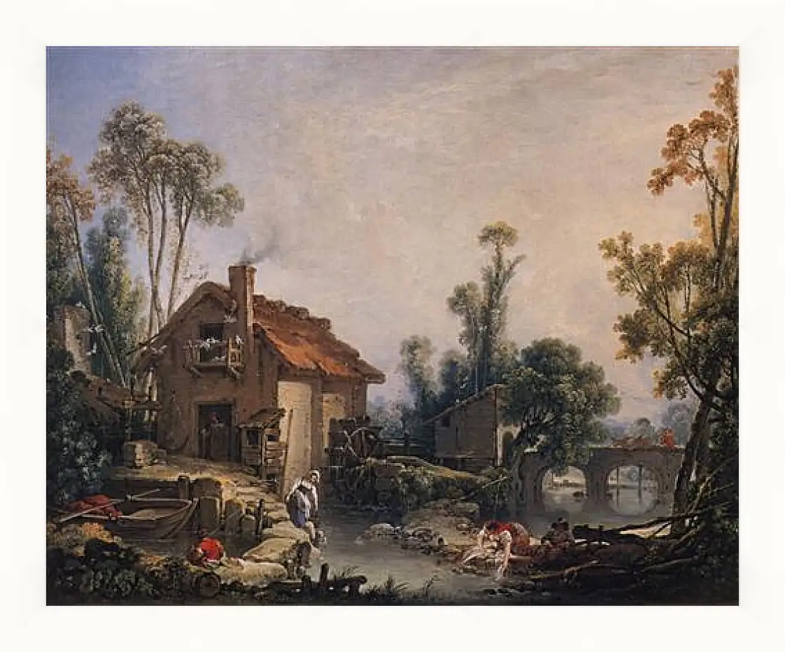 Картина в раме - Landscape with Watermill. Франсуа Буше