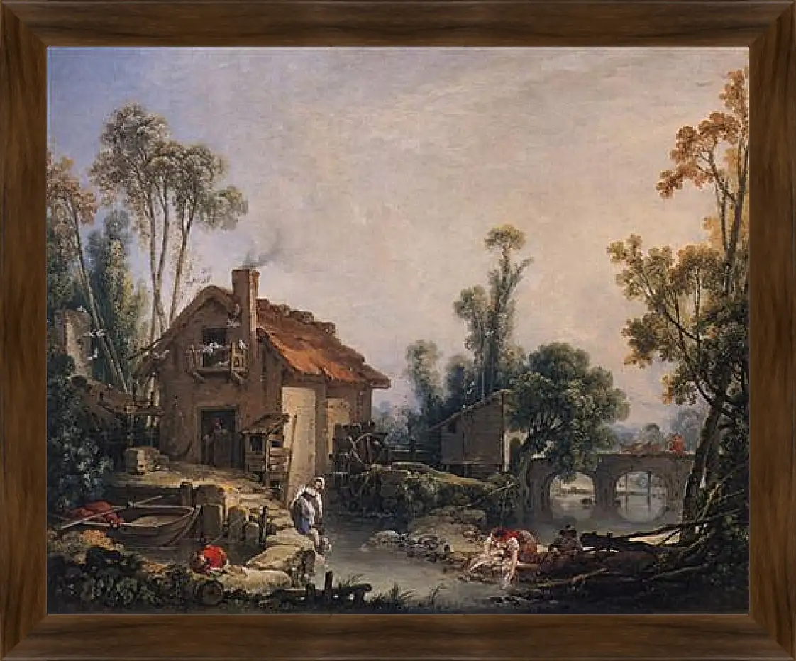 Картина в раме - Landscape with Watermill. Франсуа Буше