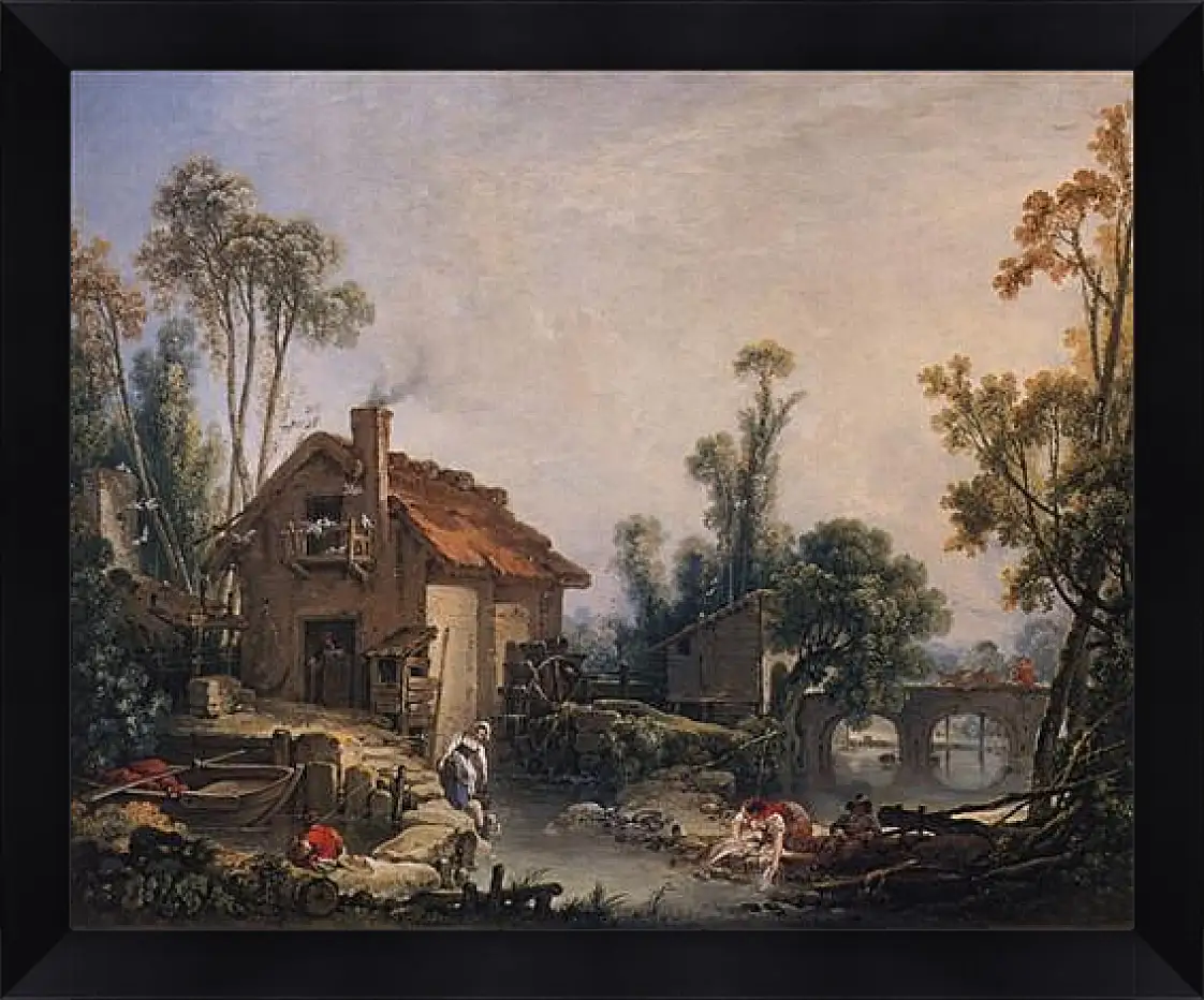 Картина в раме - Landscape with Watermill. Франсуа Буше