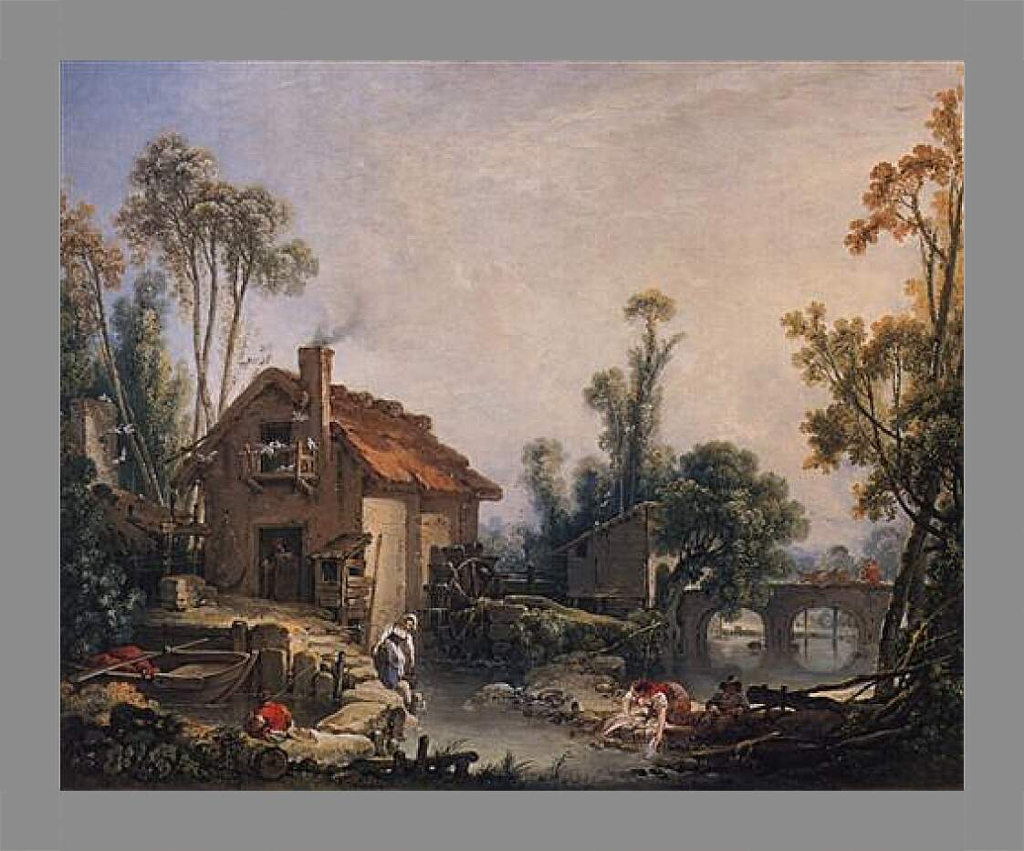 Картина в раме - Landscape with Watermill. Франсуа Буше