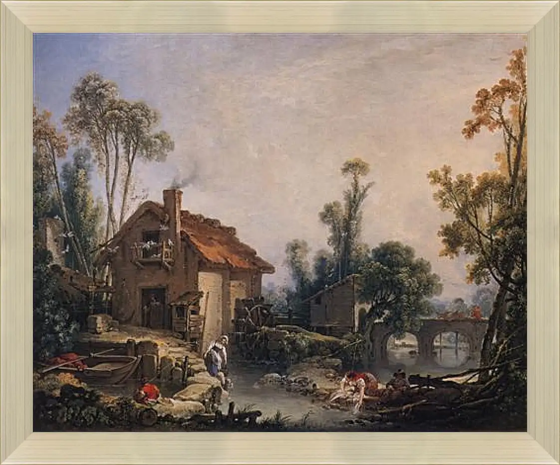 Картина в раме - Landscape with Watermill. Франсуа Буше