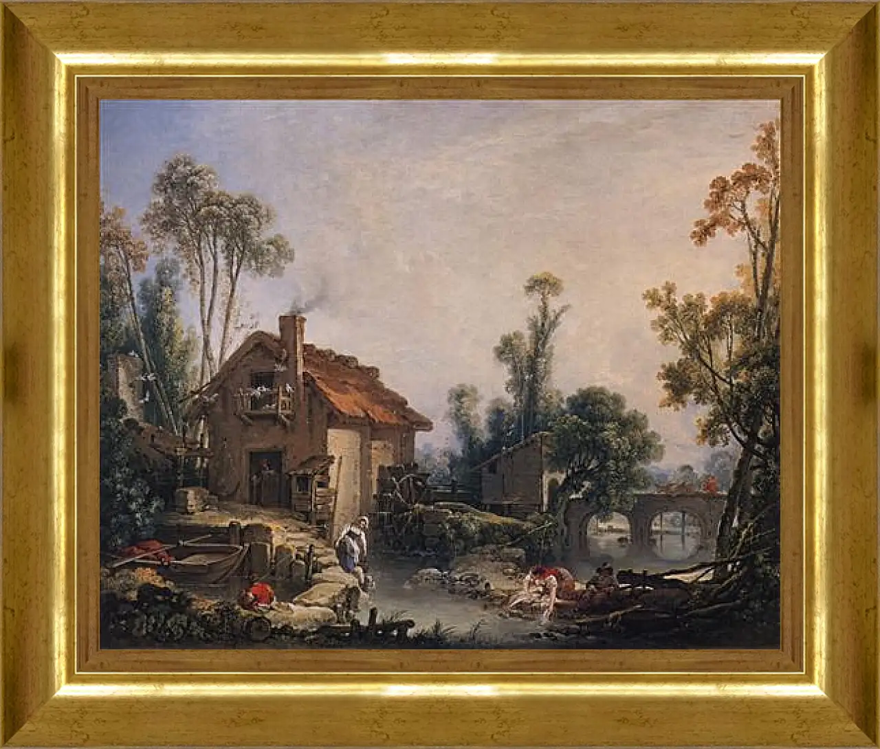 Картина в раме - Landscape with Watermill. Франсуа Буше