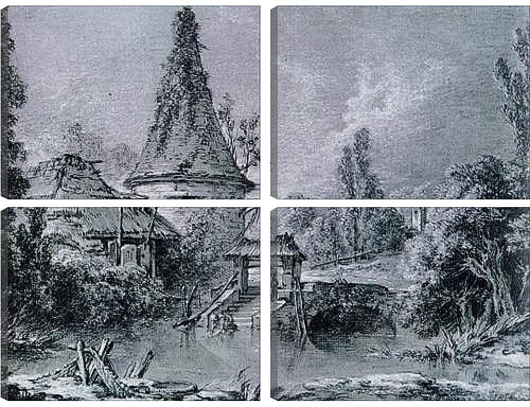 Модульная картина - Landscape near Beauvais 1. Франсуа Буше