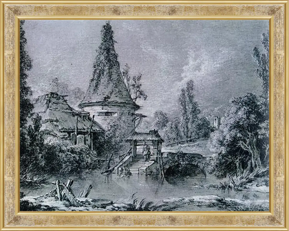 Картина в раме - Landscape near Beauvais 1. Франсуа Буше