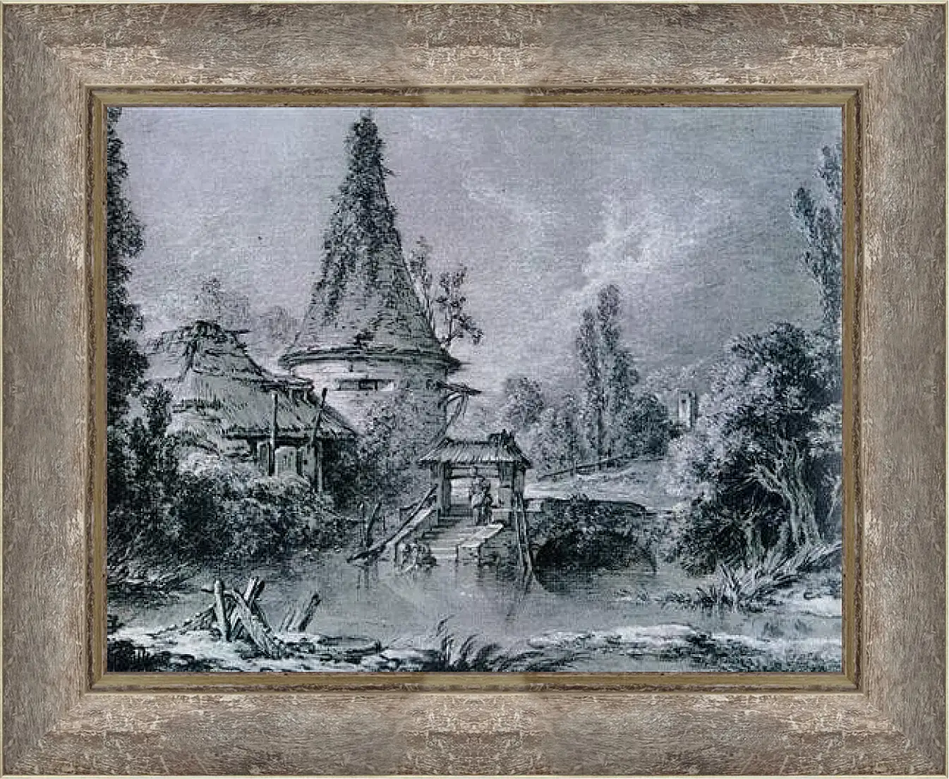 Картина в раме - Landscape near Beauvais 1. Франсуа Буше