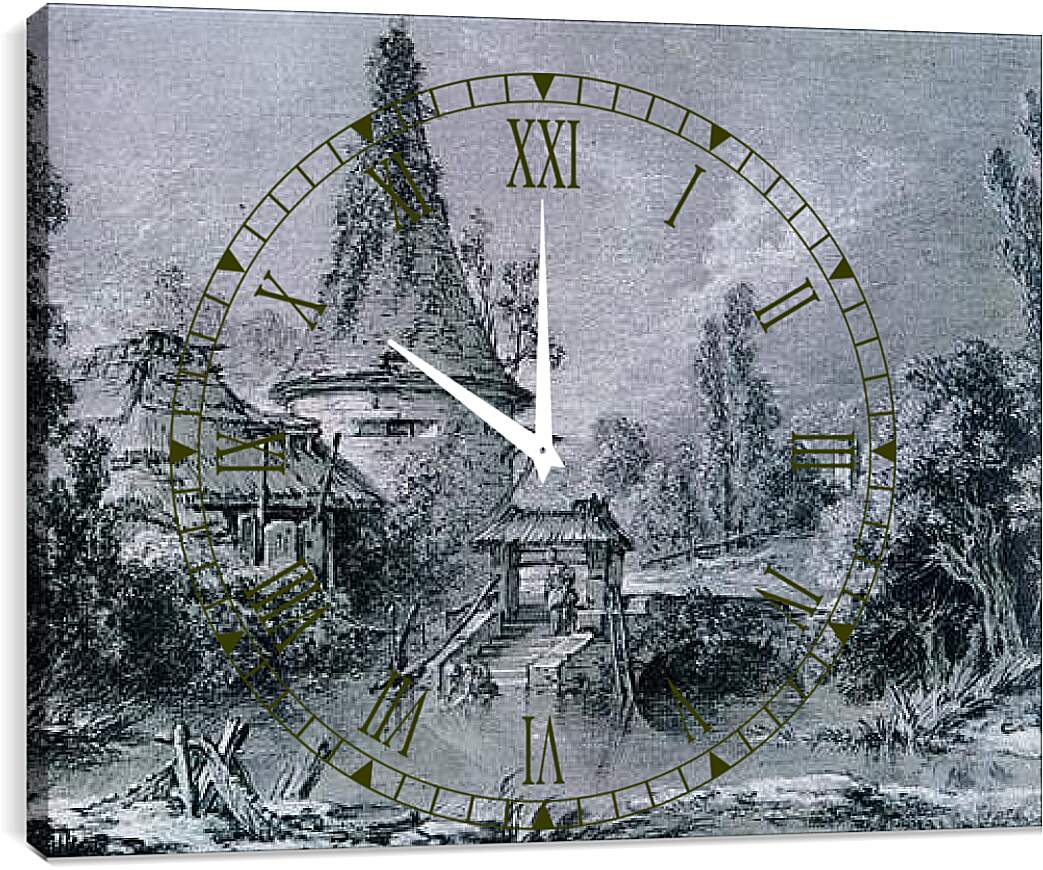 Часы картина - Landscape near Beauvais 1. Франсуа Буше