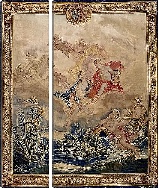 Модульная картина - Apollo and Clytie, tapestry by Beauvais Tapestry Manufactory designed by Francois Boucher. Франсуа Буше