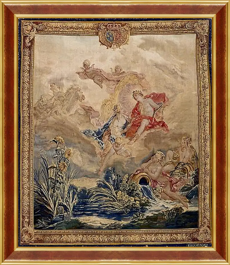 Картина в раме - Apollo and Clytie, tapestry by Beauvais Tapestry Manufactory designed by Francois Boucher. Франсуа Буше