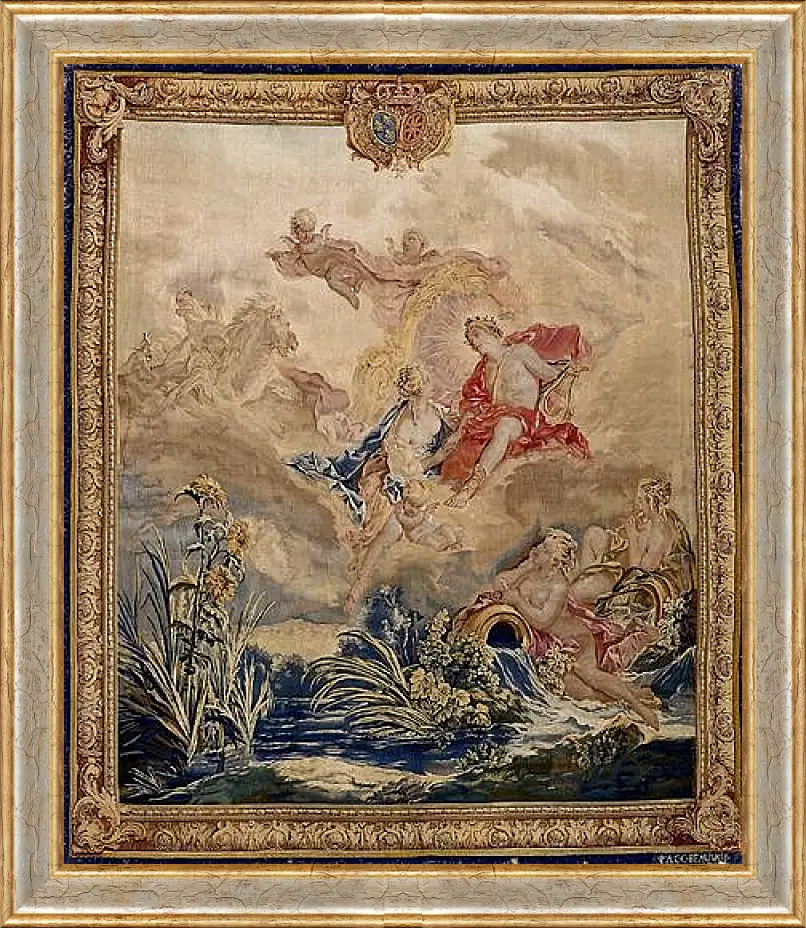 Картина в раме - Apollo and Clytie, tapestry by Beauvais Tapestry Manufactory designed by Francois Boucher. Франсуа Буше