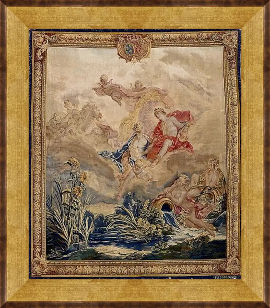 Картина в раме - Apollo and Clytie, tapestry by Beauvais Tapestry Manufactory designed by Francois Boucher. Франсуа Буше