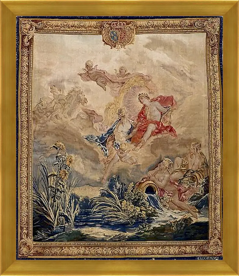 Картина в раме - Apollo and Clytie, tapestry by Beauvais Tapestry Manufactory designed by Francois Boucher. Франсуа Буше