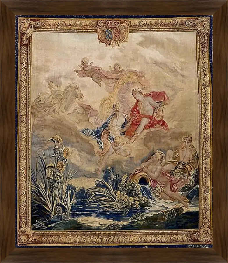 Картина в раме - Apollo and Clytie, tapestry by Beauvais Tapestry Manufactory designed by Francois Boucher. Франсуа Буше