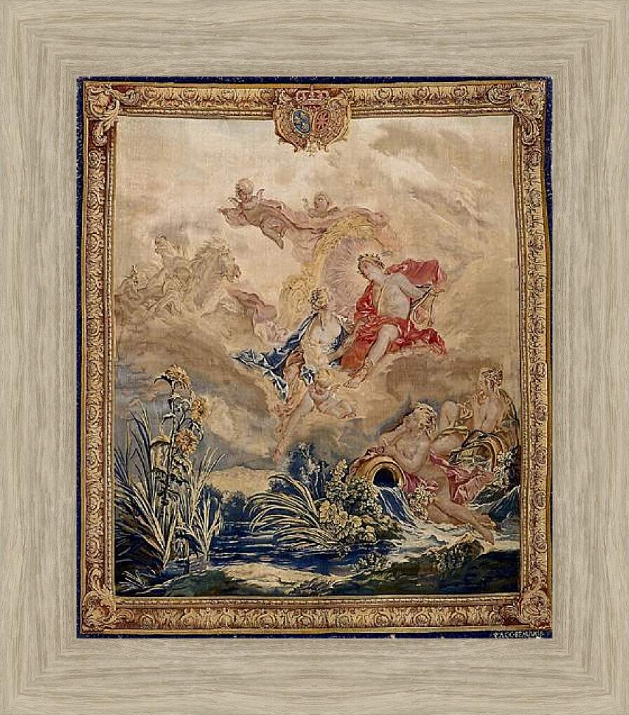 Картина в раме - Apollo and Clytie, tapestry by Beauvais Tapestry Manufactory designed by Francois Boucher. Франсуа Буше