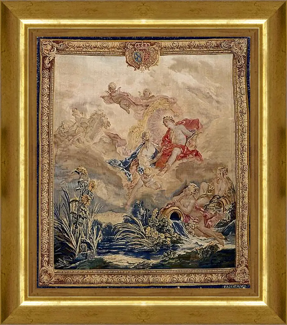 Картина в раме - Apollo and Clytie, tapestry by Beauvais Tapestry Manufactory designed by Francois Boucher. Франсуа Буше