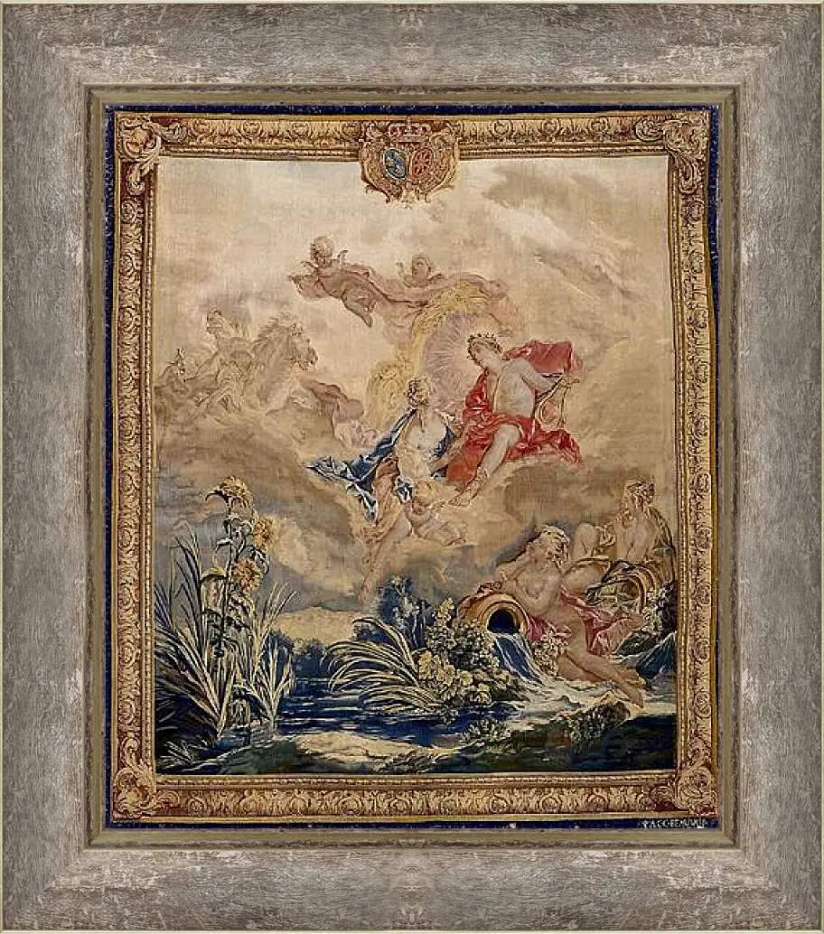 Картина в раме - Apollo and Clytie, tapestry by Beauvais Tapestry Manufactory designed by Francois Boucher. Франсуа Буше