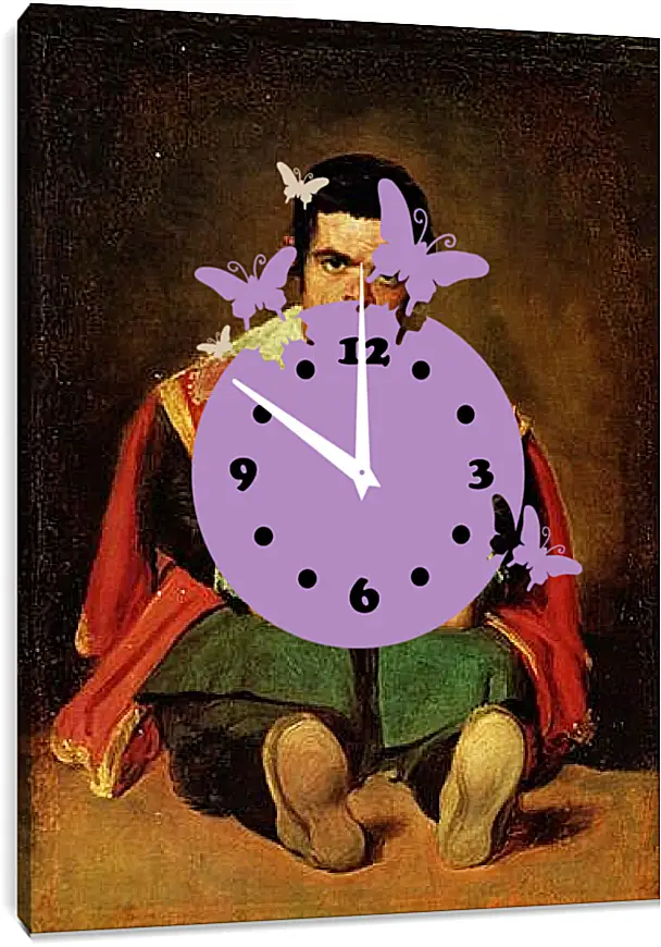 Часы картина - The Dwarf Sebastian de Morra. Диего Веласкес
