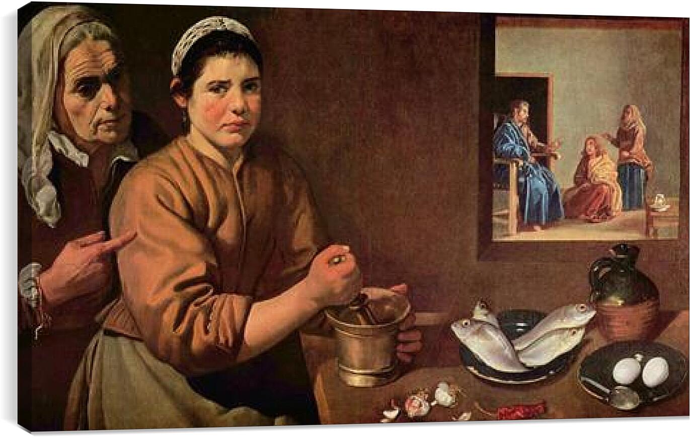 Постер и плакат - Cristo en casa de Marta y Maria. Диего Веласкес